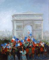 Paris - Les drapeaux sous l'Arc de triomphe